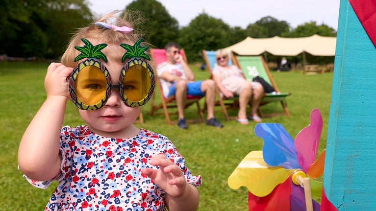 A child dressed up in costume during Summer of Play event at Blickling Estate, Norfolk